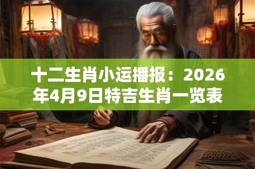 十二生肖小运播报:2026年4月9日特吉生肖一览表 十二生肖小运播报:2026年4月9日特吉生肖一览表