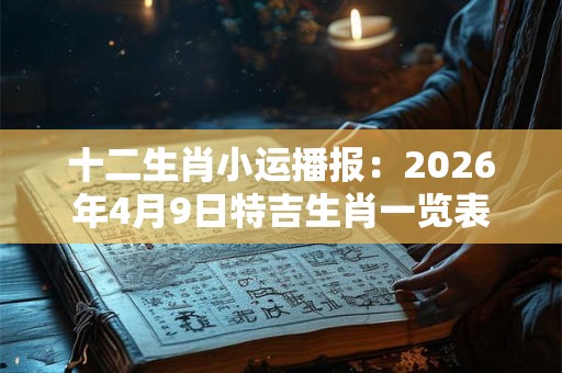 十二生肖小运播报：2026年4月9日特吉生肖一览表