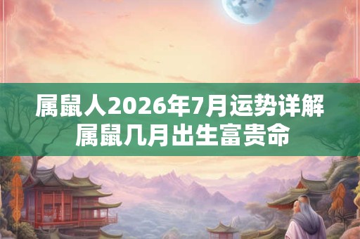属鼠人2026年7月运势详解 属鼠几月出生富贵命