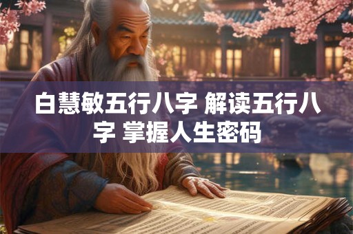 白慧敏五行八字 解读五行八字 掌握人生密码