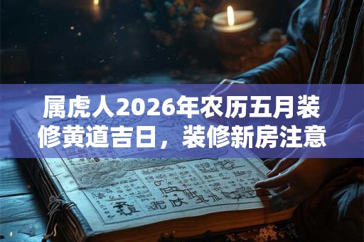 属虎人2026年农历五月装修黄道吉日，装修新房注意风水禁忌
