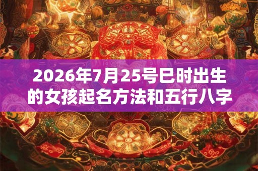 2026年7月25号巳时出生的女孩起名方法和五行八字！