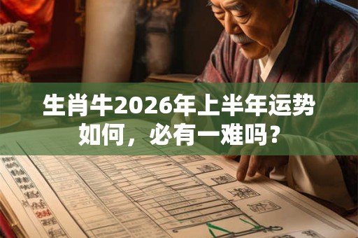 生肖牛2026年上半年运势如何，必有一难吗？