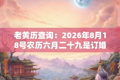 老黄历查询:2026年8月18号农历六月二十九是订婚吉日吗 老黄历查询:2026年8月18号农历六月二十九是订婚吉日吗
