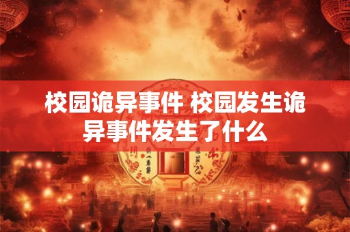校园诡异事件 校园发生诡异事件发生了什么