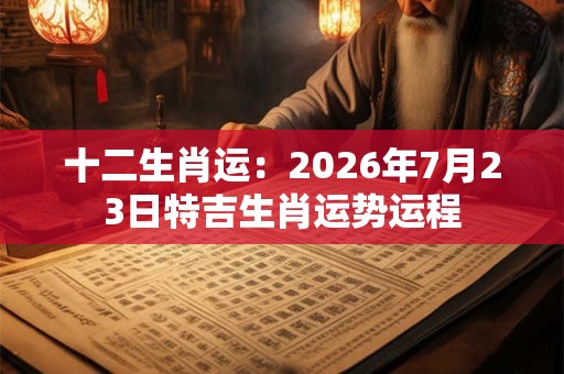 十二生肖运:2026年7月23日特吉生肖运势运程 十二生肖运:2026年7月23日特吉生肖运势运程