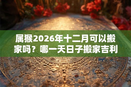 属猴2026年十二月可以搬家吗？哪一天日子搬家吉利？