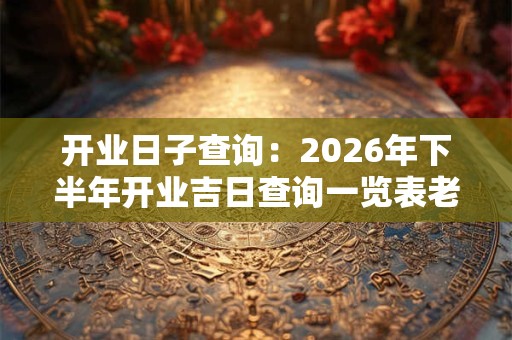 开业日子查询：2026年下半年开业吉日查询一览表老黄历