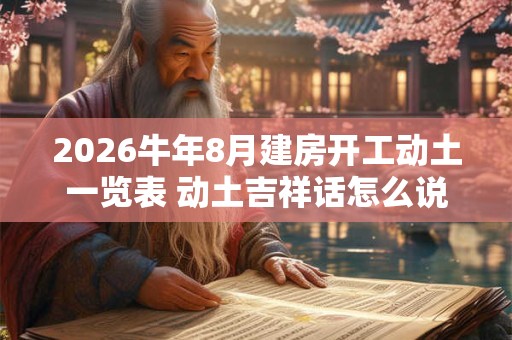 2026牛年8月建房开工动土一览表 动土吉祥话怎么说