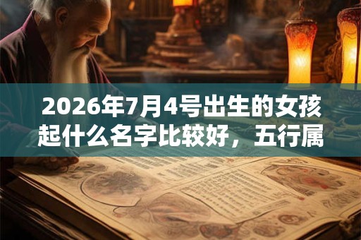 2026年7月4号出生的女孩起什么名字比较好，五行属什么