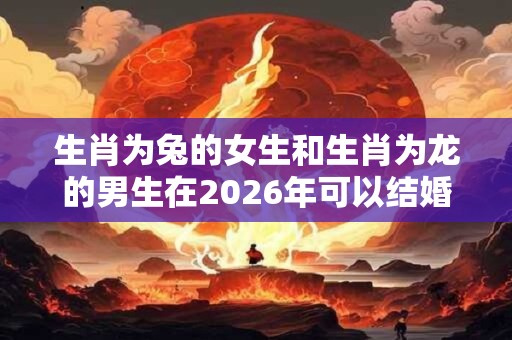 生肖为兔的女生和生肖为龙的男生在2026年可以结婚吗？