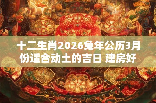 十二生肖2026兔年公历3月份适合动土的吉日 建房好日子查询