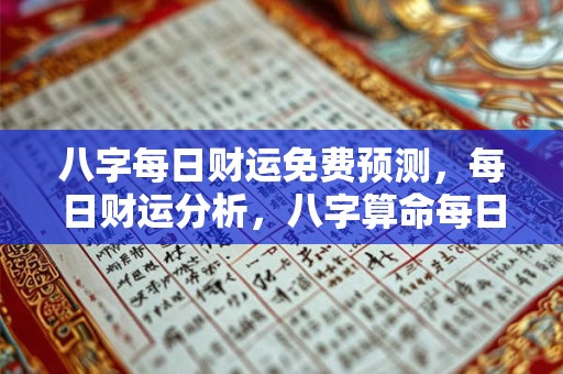 八字每日财运免费预测，每日财运分析，八字算命每日财运