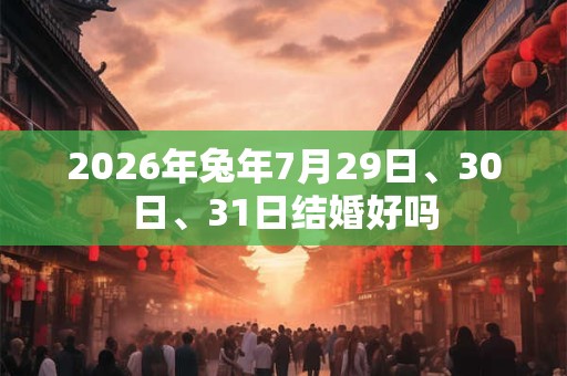 2026年兔年7月29日、30日、31日结婚好吗
