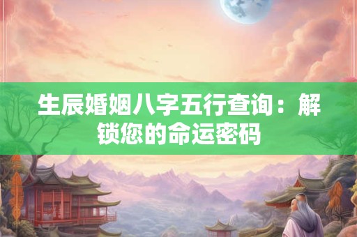 生辰婚姻八字五行查询：解锁您的命运密码