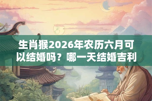 生肖猴2026年农历六月可以结婚吗？哪一天结婚吉利？