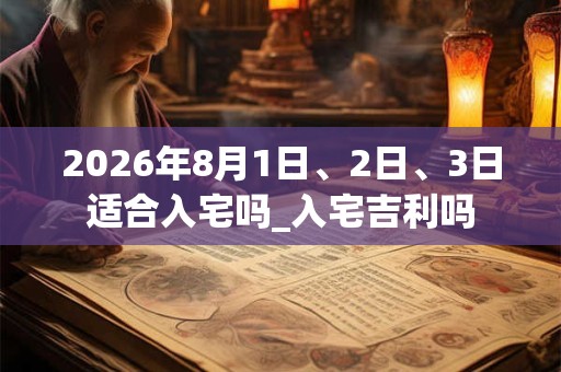 2026年8月1日、2日、3日适合入宅吗_入宅吉利吗