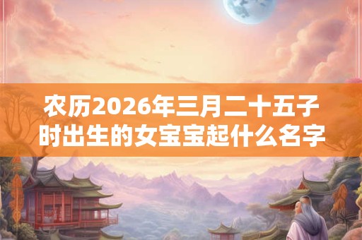农历2026年三月二十五子时出生的女宝宝起什么名字吉祥，五行属什么