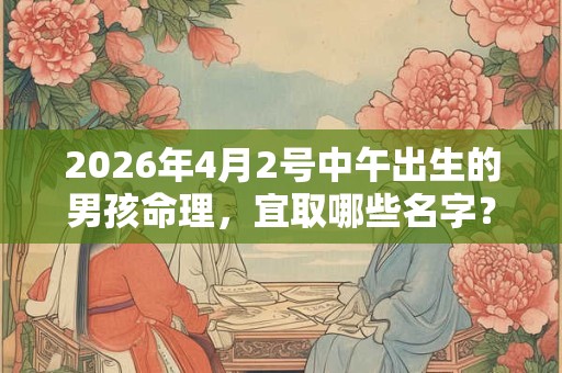 2026年4月2号中午出生的男孩命理，宜取哪些名字？