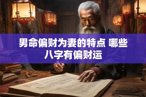 男命偏财为妻的特点 哪些八字有偏财运