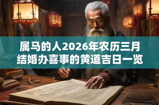 属马的人2026年农历三月结婚办喜事的黄道吉日一览! 属马的人2026年农历三月结婚办喜事的黄道吉日一览!