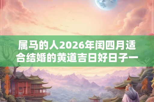 属马的人2026年闰四月适合结婚的黄道吉日好日子一览表! 属马的人2026年闰四月适合结婚的黄道吉日好日子一览表!