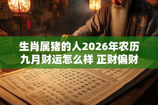 生肖属猪的人2026年农历九月财运怎么样 正财偏财都有提升