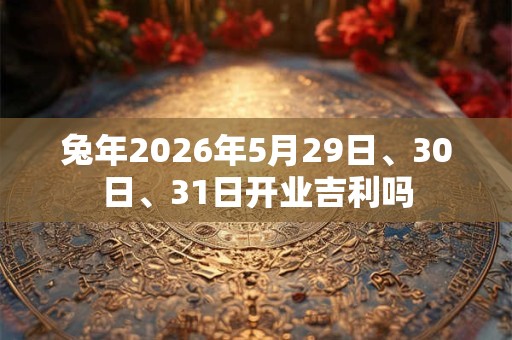 兔年2026年5月29日、30日、31日开业吉利吗