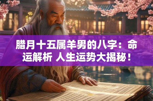 腊月十五属羊男的八字：命运解析 人生运势大揭秘！