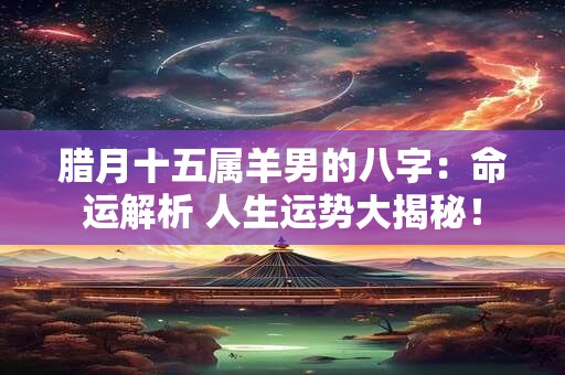腊月十五属羊男的八字：命运解析 人生运势大揭秘！