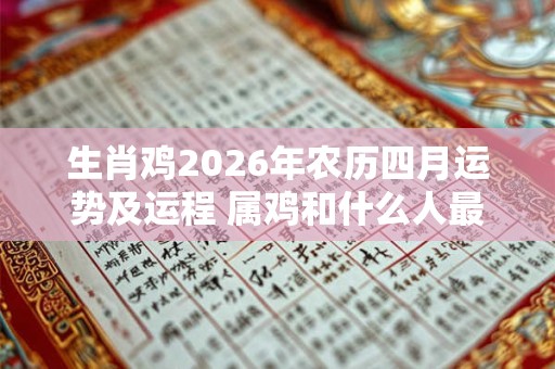 生肖鸡2026年农历四月运势及运程 属鸡和什么人最配 生肖鸡2026年农历四月运势及运程 属鸡和什么人最配