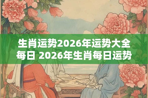 生肖运势2026年运势大全每日 2026年生肖每日运势如何 生肖运势2026年运势大全每日 2026年生肖每日运势如何