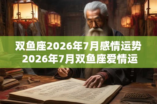 双鱼座2026年7月感情运势 2026年7月双鱼座爱情运程详解