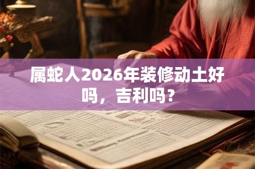 属蛇人2026年装修动土好吗，吉利吗？