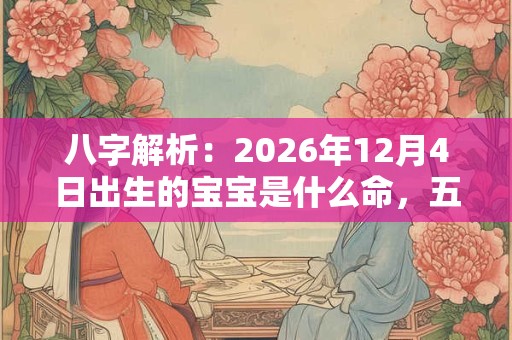 八字解析:2026年12月4日出生的宝宝是什么命,五行缺什么 八字解析:2026年12月4日出生的宝宝是什么命,五行缺什么