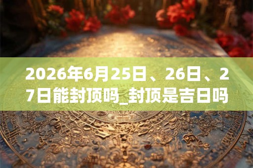2026年6月25日、26日、27日能封顶吗_封顶是吉日吗