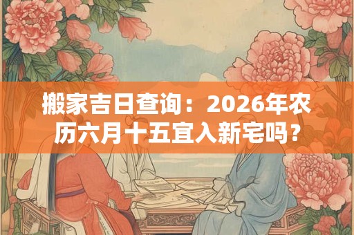 搬家吉日查询：2026年农历六月十五宜入新宅吗？
