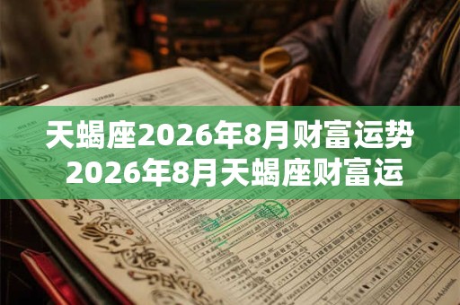 天蝎座2026年8月财富运势 2026年8月天蝎座财富运程详解