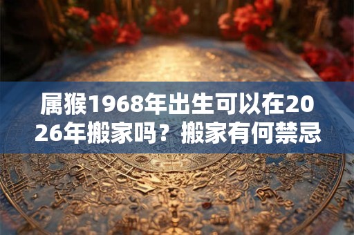 属猴1968年出生可以在2026年搬家吗？搬家有何禁忌？