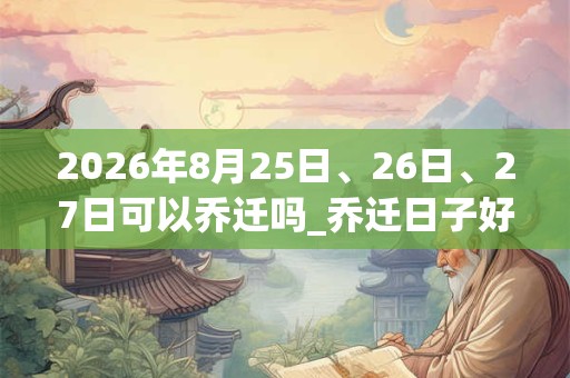 2026年8月25日、26日、27日可以乔迁吗_乔迁日子好吗
