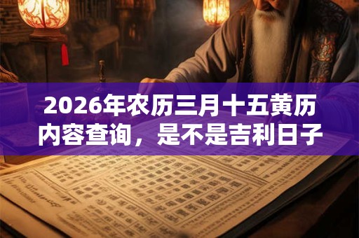 2026年农历三月十五黄历内容查询,是不是吉利日子? 2026年农历三月十五黄历内容查询,是不是吉利日子?