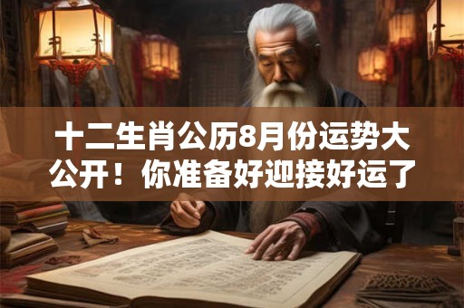 十二生肖公历8月份运势大公开！你准备好迎接好运了吗