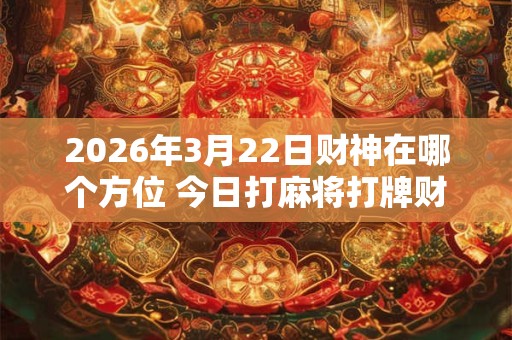 2026年3月22日财神在哪个方位 今日打麻将打牌财运方位! 2026年3月22日财神在哪个方位 今日打麻将打牌财运方位!