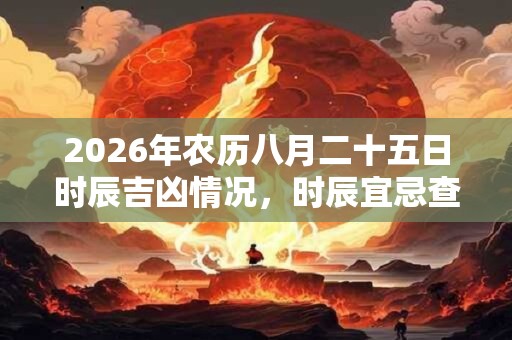 2026年农历八月二十五日时辰吉凶情况，时辰宜忌查询