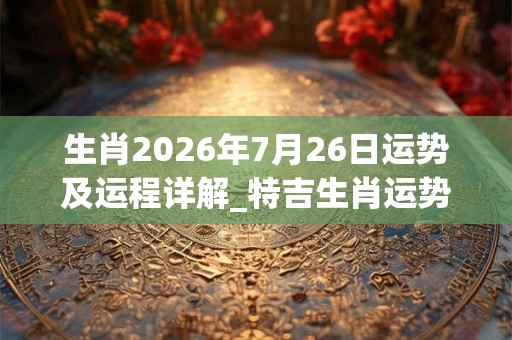 生肖2026年7月26日运势及运程详解_特吉生肖运势吉凶