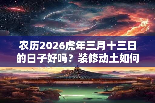 农历2026虎年三月十三日的日子好吗？装修动土如何？