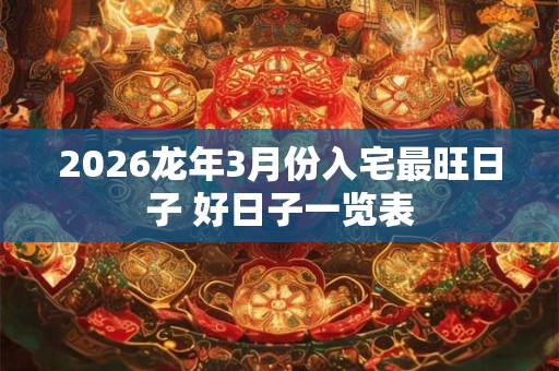2026龙年3月份入宅最旺日子 好日子一览表 2026龙年3月份入宅最旺日子 好日子一览表