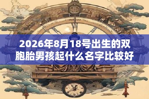 2026年8月18号出生的双胞胎男孩起什么名字比较好，五行属什么