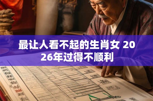 最让人看不起的生肖女 2026年过得不顺利