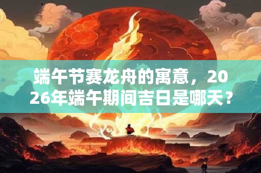 端午节赛龙舟的寓意，2026年端午期间吉日是哪天？